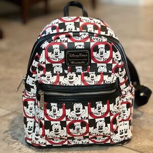 Disney Parks x Loungefly Mickey Mouse Club Mini Backpack- black white & red